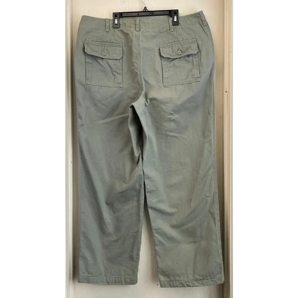 Land's End Mens 37 Soft Green Khaki 100% Cotton Casual/Working Pants - Picture 2 of 11